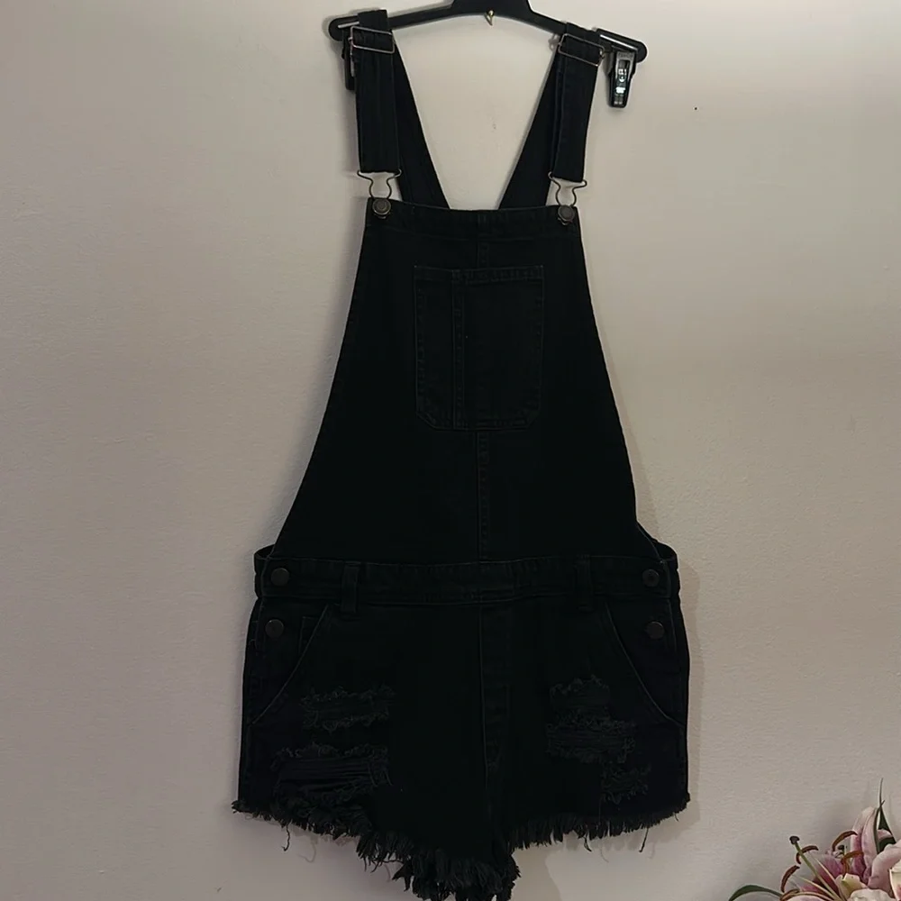 American Eagle Outfitters Black Denim Overalls - Preloved